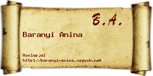 Baranyi Anina névjegykártya
